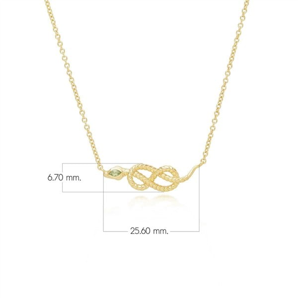 253N365803925 ECFEW™ Peridot Winding Snake Pendant Necklace in Gold Plated Sterling Silver Dimensions