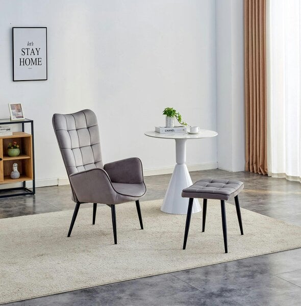 Kosy Koala Recliner sofa lounge chair with footstool grey velvet sofa living room furniture