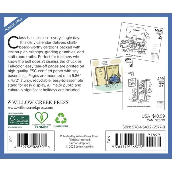 Teacher Cartoon A Day Desk Calendar 2027, Desk Calendars, Day To View, Humour, Gift