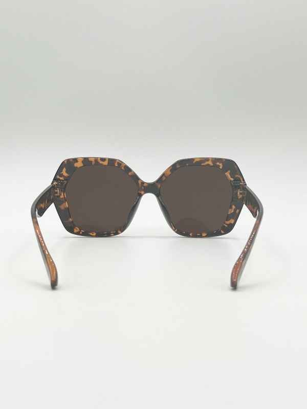 SVNX Oversized Rounded Angular Sunglasses in Tortoiseshell