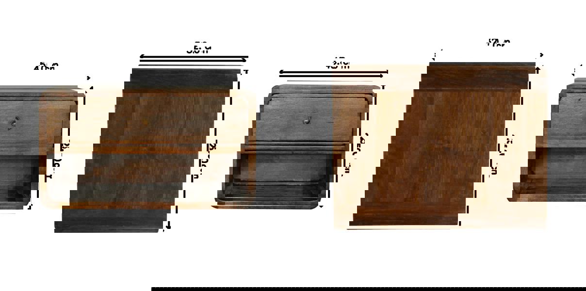 Artisan Furniture Solid Mango Wood Chestnut Curve Floating Bedside