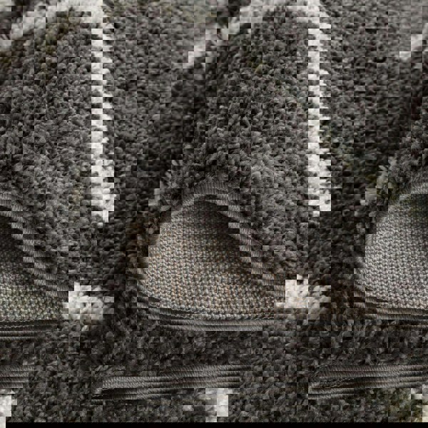 Diamond Design Thick Shaggy Area Rugs Dark Grey