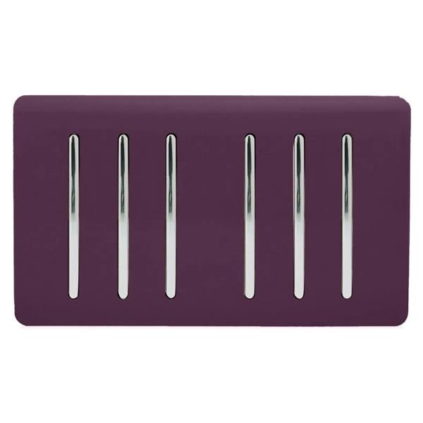 Trendi Switch 6 Gang 1 or 2 Way Light Switch in Plum Purple
