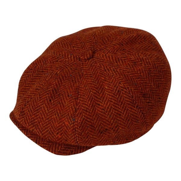 Gamble & Gunn Molloy & Sons Irish Donegal Tweed British Made Vermilion Red Button Top Cap