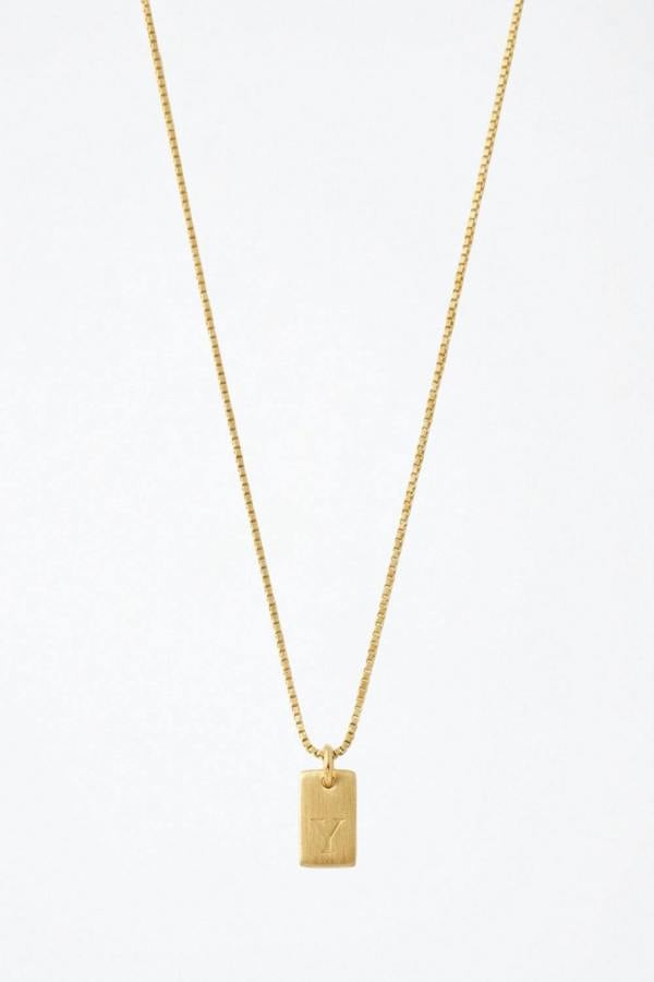 Serla Initial Pendant Gold Plated Necklace Letter Y