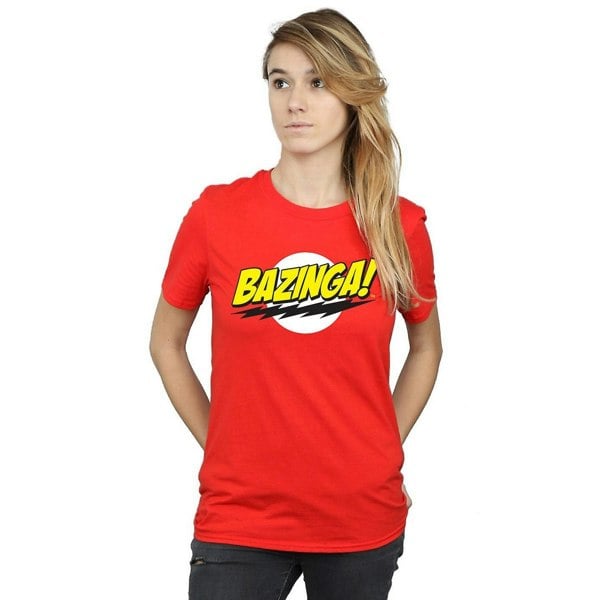 The Big Bang Theory Womens Bazinga Boyfriend T-Shirt - Red