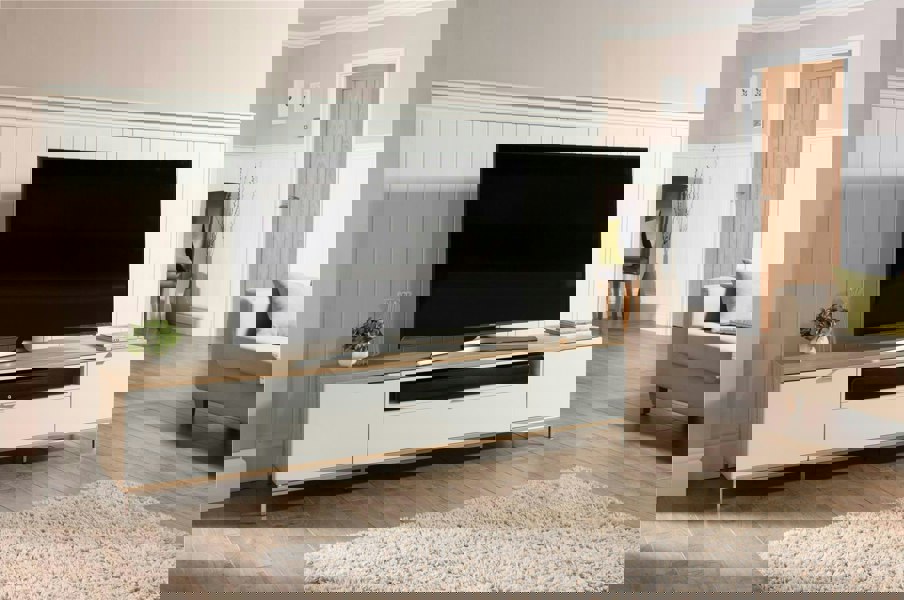 Dorel Home Chaplin Cabinet Oak/White with 2 Doors/1 drawer