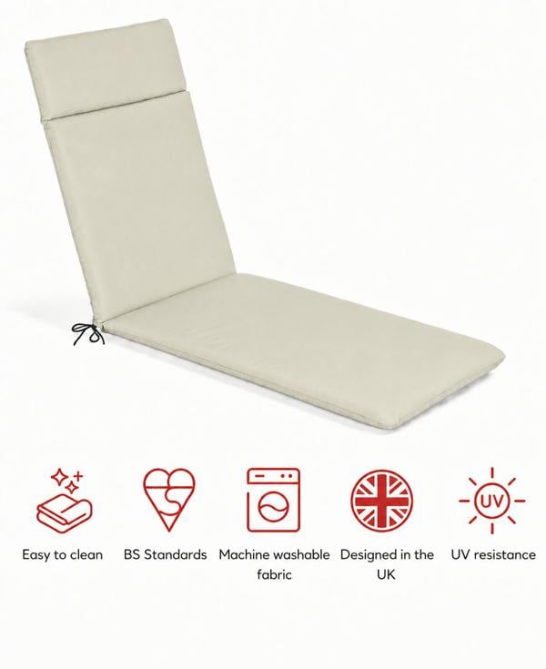SP Range Lounger Pad Garden Cushion natural The Garden Furniture Shop