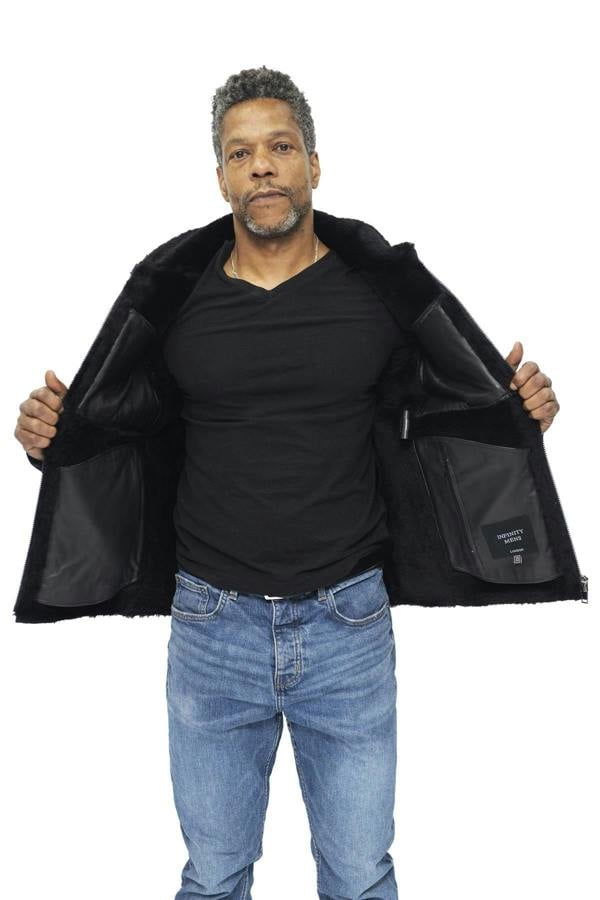 Infinity Leather Mens Sheepskin Biker Bomber Jacket-Agboville