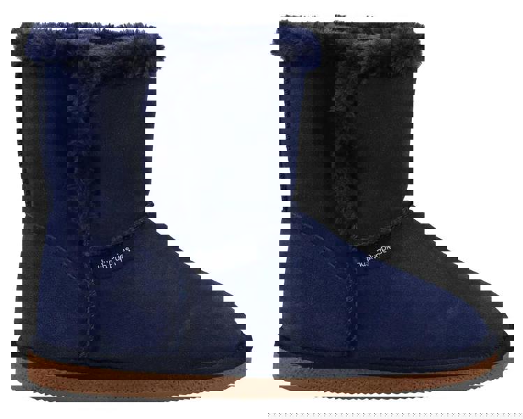 Hush Puppies Ashleigh Womens Real Suede Faux Fur Pull On Slipper Bootie