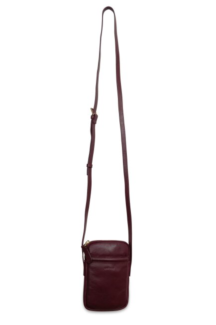 SADDLER "Margot" Real Leather Crossbody Zip Top RFID Phone Pouch - Gift Boxed - Bordeaux