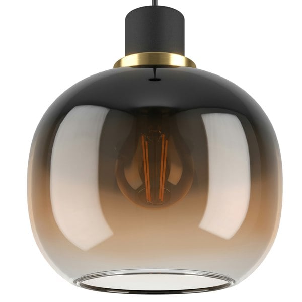 EGLO Oilella Linear Glass Pendant Light Black And Brown
