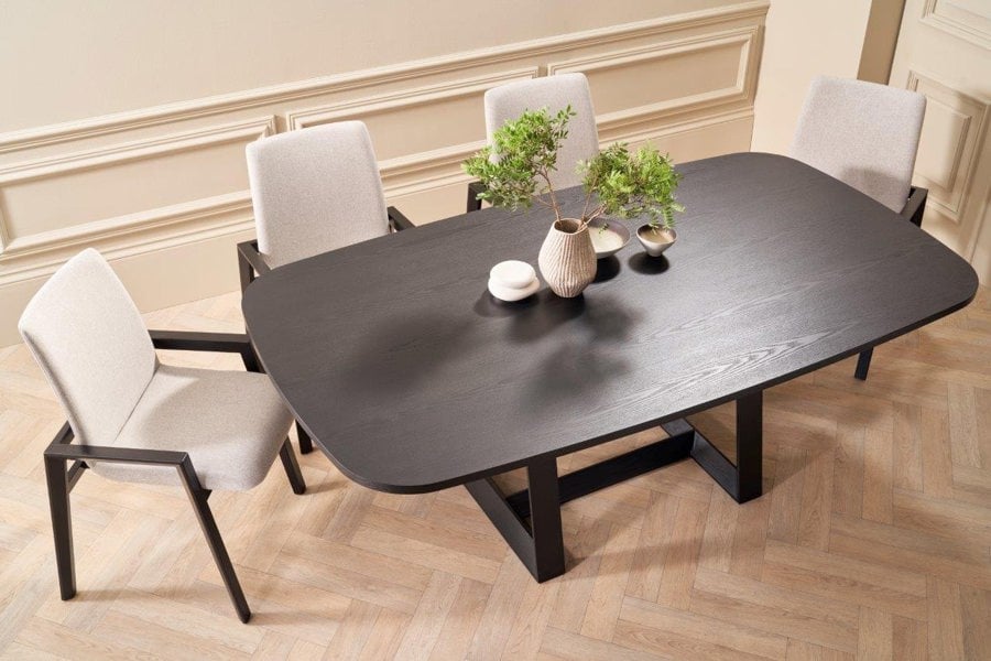 Cadiz Large Rectangular Dining Table with Natural Black Oak Top & Base by Gillmore British Design © GillmoreSPACE Limited