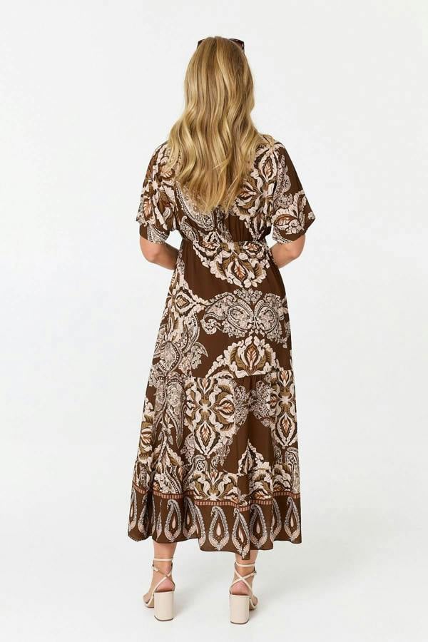 Brown | Paisley Relaxed 1/2 Sleeve Maxi Dress