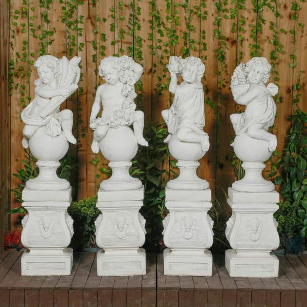 White Four Seasons Cherub Statues  (Plinths not Included)