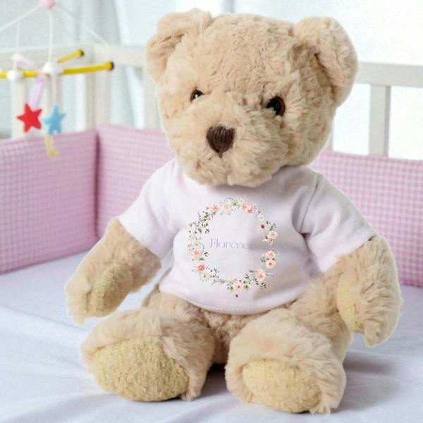 Personalised Wild Flower Name Baby Gift Box - Teddy & Vest