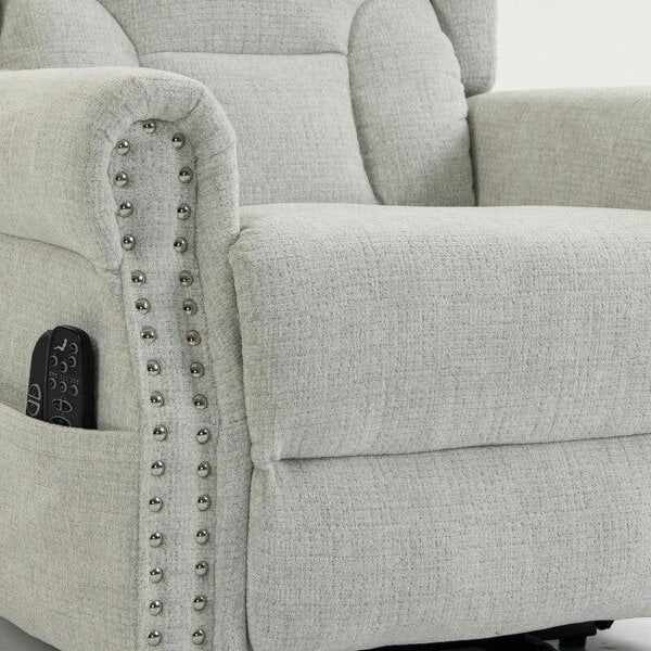 Riser Recliner Chair with Massage and Heat, Chenille Electric Power Lift Recliner Chair, Light Grey