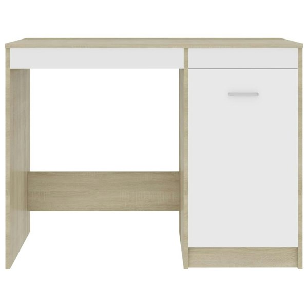 Berkfield Desk White and Sonoma Oak 100x50x76 cm Engineered Wood