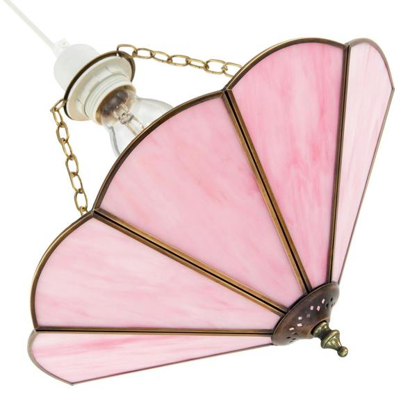 Soft Rose Pink Chic Tiffany Glass Easy Fit Pendant Shade with Chains Image 4