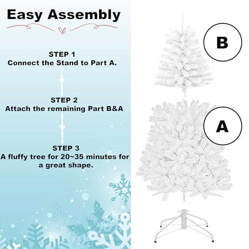 4ft to 12ft White Artificial Alaskan Pine Christmas Tree with Metal Stand image 6