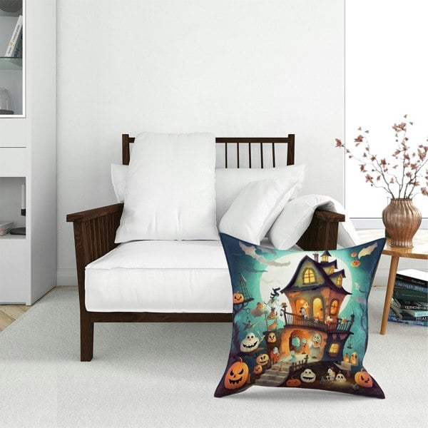 Warren Reed Illustrations A Whimsical Haunted House Floor Cushion