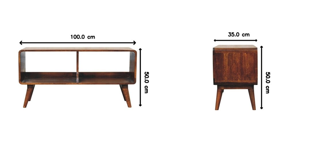 Artisan Furniture Solid Wood Curved Chestnut Double Slot Media Unit, Brown
