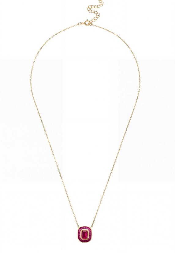 Latelita Great Gatsby Ruby Pendant Necklace Gold
