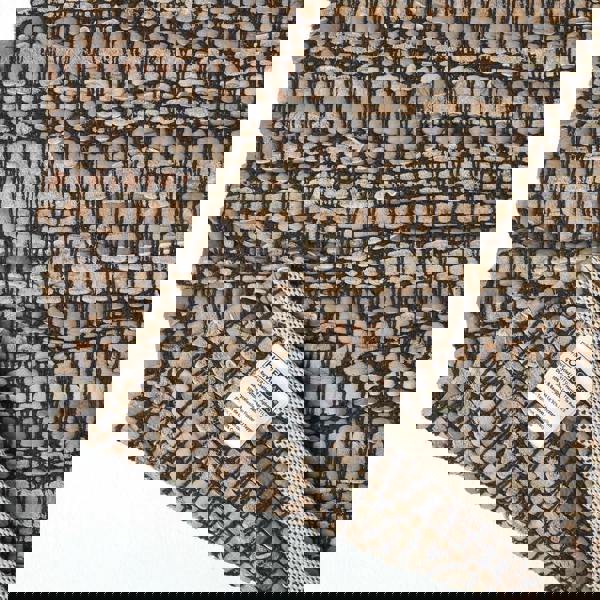 HOMESCAPES Recycled Leather Handwoven Herringbone Rug