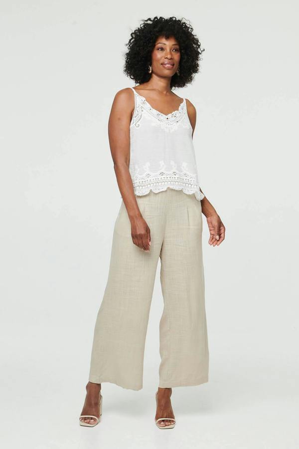 White | Lace Trim Sleeveless Cami Top