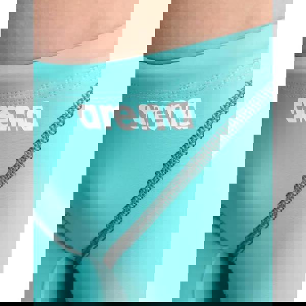 Arena Boys Powerskin ST Next Jammer in aquamarine blue with gray zipper