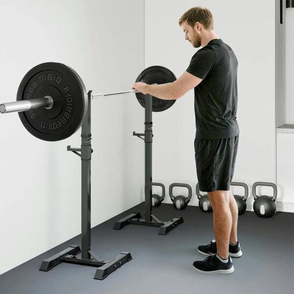 Adjustable Squat Rack, Weight Strength Training Bench Press Rack Weight Bench Supporter for Home Gym Exercise, Max Load 150kg, 124-154cm