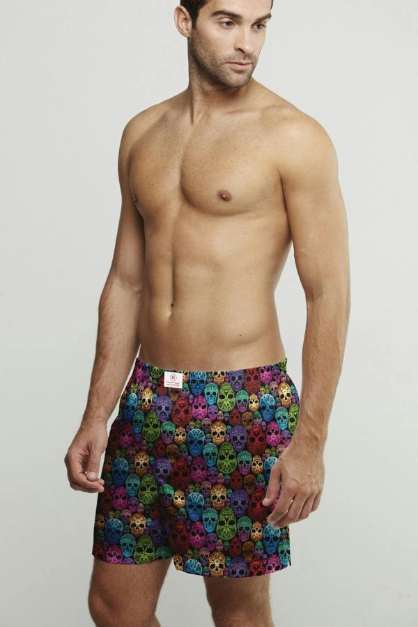 MULTI SKULL COTTON POPLIN PRINT BOXER SHORTS – Premium Men's Patterned Shirt by Claudio Lugli | Bold Design, Tailored Fit, Best Printed Shirts
