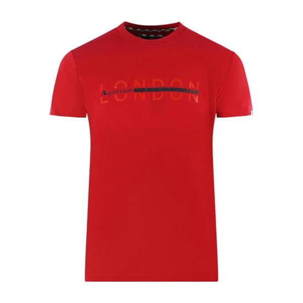 Aquascutum Mens London 1851 Split Logo T-Shirt - Red