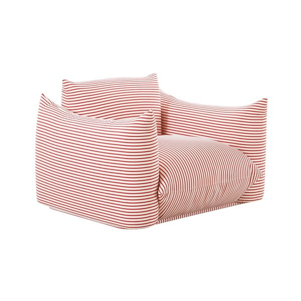 Furniture Edit Saint Tropez Pearl and Red Striped Stuffed Outdoor Armchair