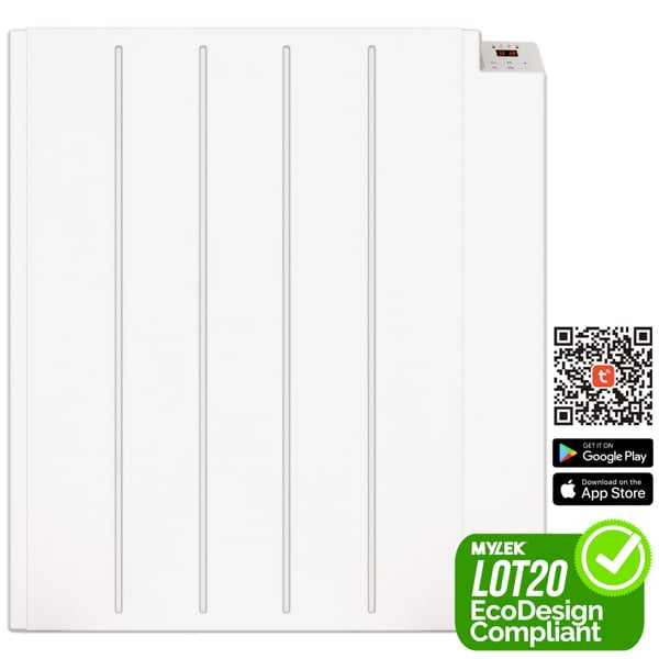 MYLEK Electric Radiator Panel Heater WIFI Smart APP Eco 1000W Bathroom Safe Wall Mounted Timer Thermostat