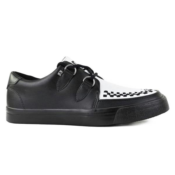 TUK Footwear TUK Pointed Creeper Sneaker Black White Leather Platform Shoes - A9180