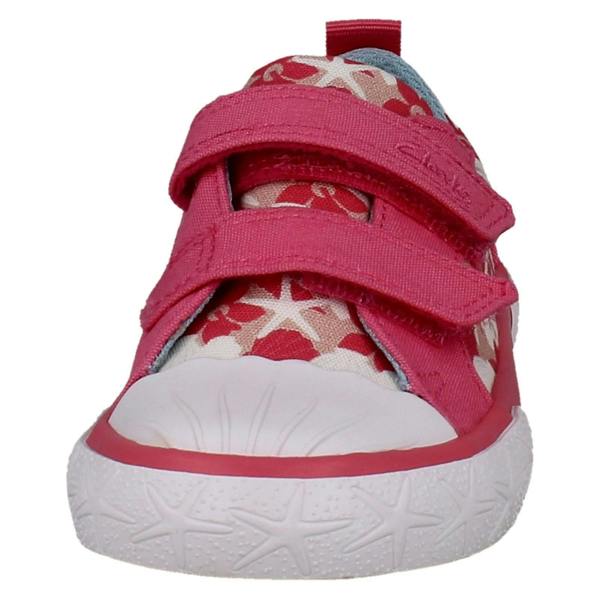 Clarks Girls Clarks Playprints Floral Starfish Design Canvas Shoes Foxing Shell