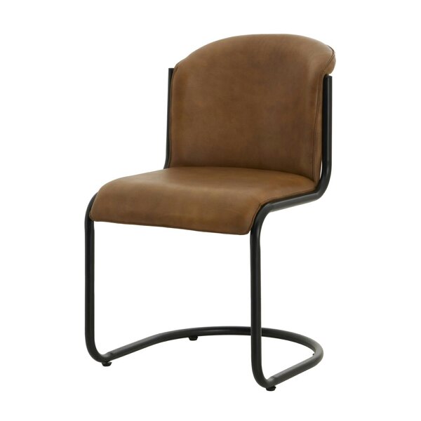 Wyld Haus Germain Arched Tan Brown Upholstered Leather Dining Chair