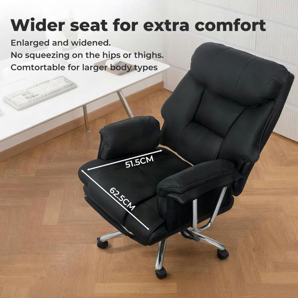 Levede Executive Office Chair Heavy Duty Wide Spring Cushion Recliner Footrest 150kg