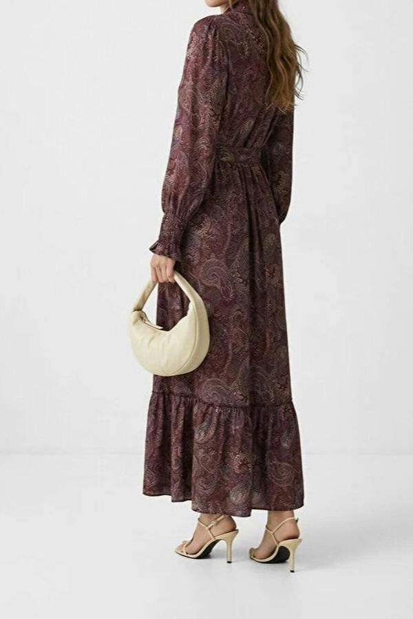 WOVCOR Unlined Shawl Pattern Woven Dress