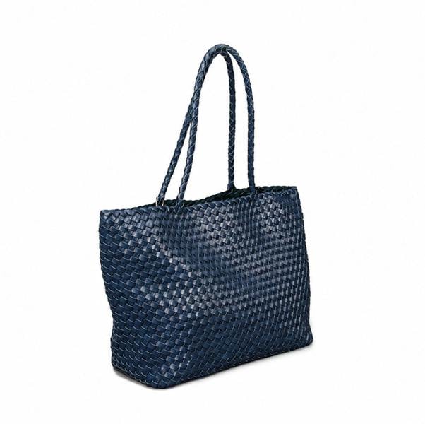 RIMINI Vegan Leather Weaving Shopping Bag 'Betty' - Blue