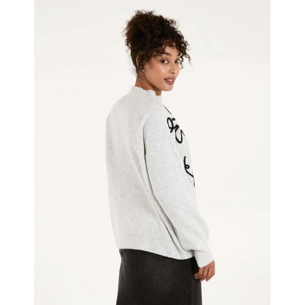Blue Vanilla Abstract Flower Embroidery Jumper