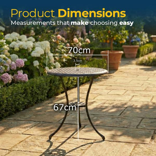 Homeology OSHOWA Black Garden and Patio Cast Aluminium Bistro Table