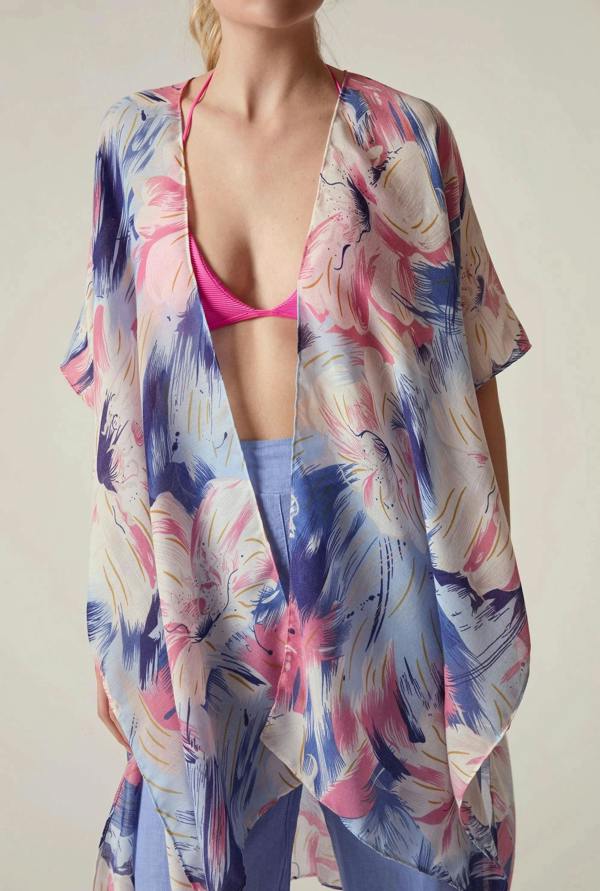 James Lakeland Blue Iris Print Kaftan