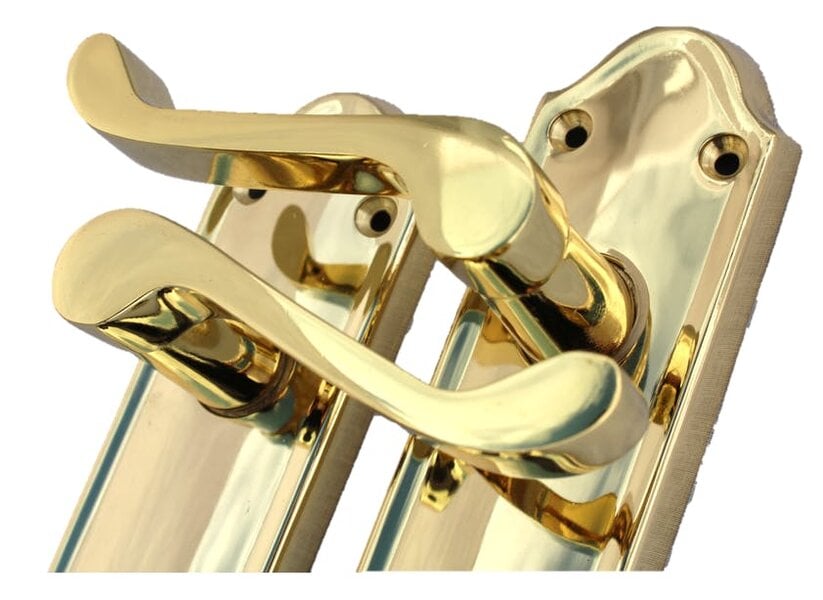 EDH Door Hardware Askworth Brass Plate Internal Lock Door Handles+ 3 Lever Mortice Sash Lock-170mm