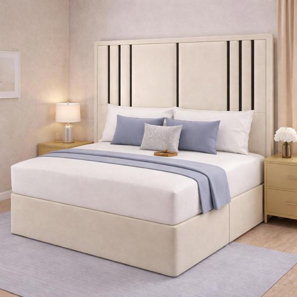 Great British Beds Valentina headboard with Contrast Border divan bed
