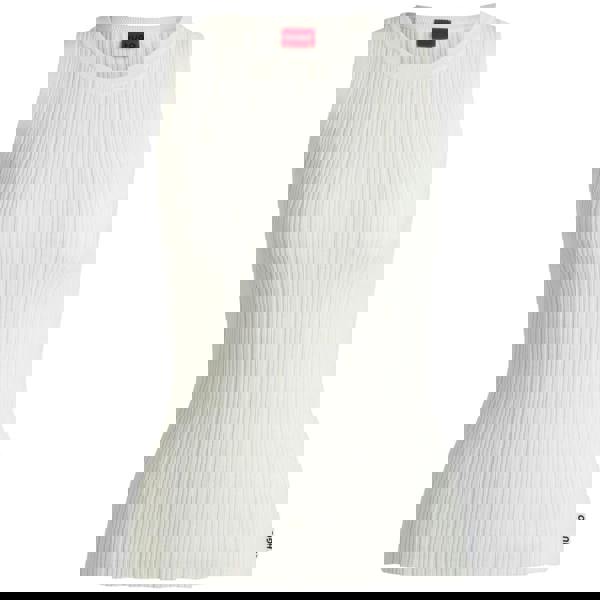 Hugo Womens/Ladies Sareple Ribbed Sleeveless Top - Natural - 