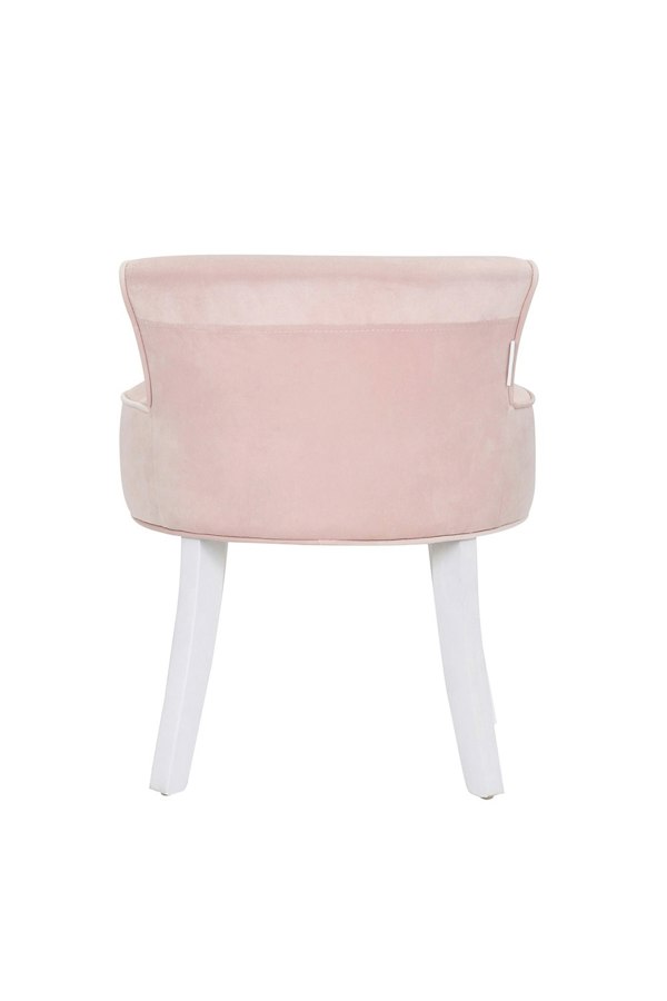 Living and Home Pink Velvet Soft Seat Low Back Dressing Footstool with White Legs