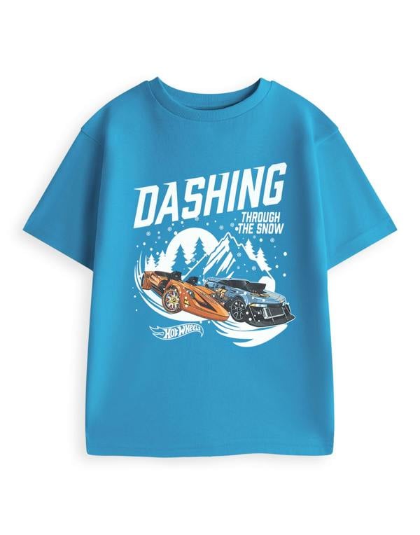 Hot Wheels Boys Blue Dashing Short Sleeved T-Shirt