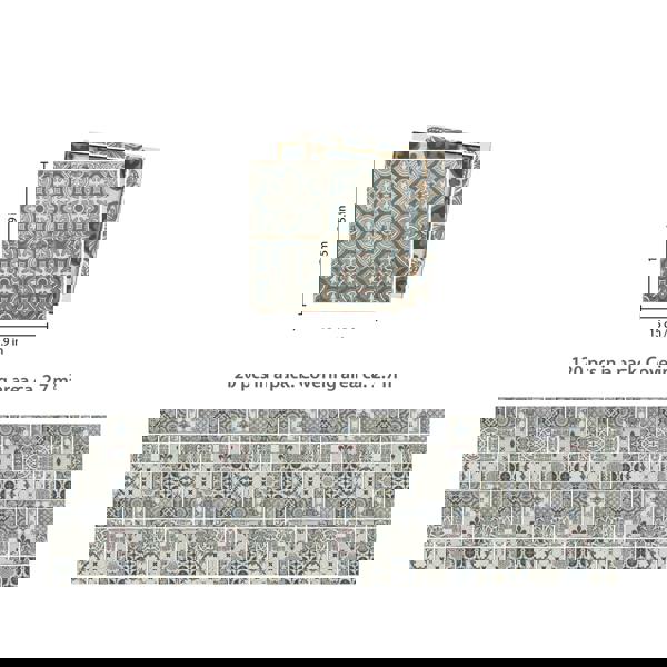 WT1586 - Vintage Blue Wall Tile Sticker Set - 15 x 15 cm (6 x 6 in) - 24 pcs